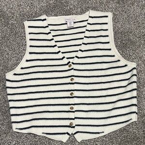 Sincerely Jules Black and White Striped Knit Vest